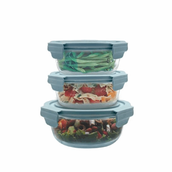 Cento Ecocen Glasslock Food Storage 3in1 Round CT-ECOGS631RD/BG