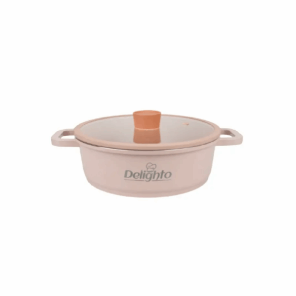 Delighto Macaron series Die Cast Aluminium 24cm Low Casserole Pink